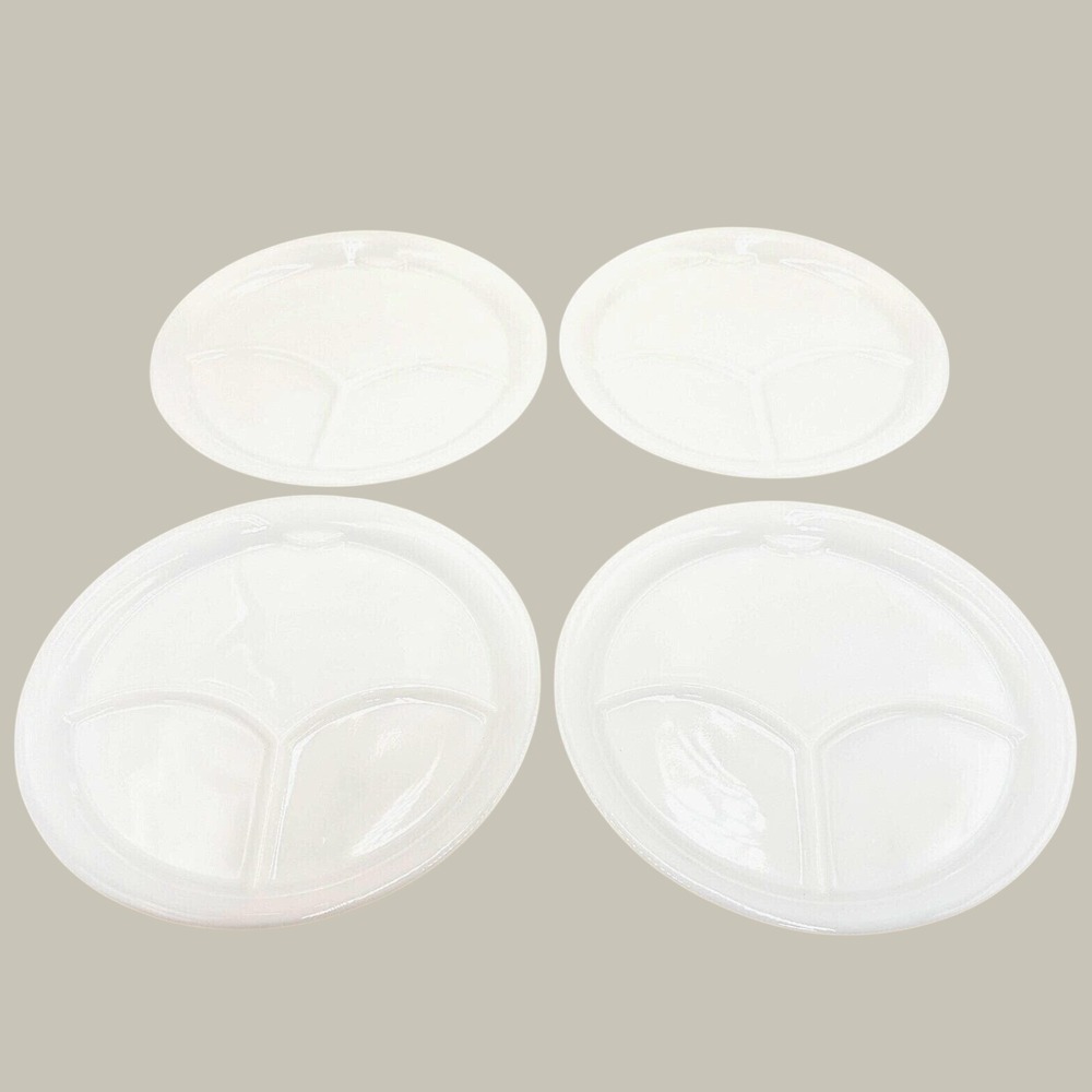 4 VTG Fire King 3 Compartment Divided Grill Plate w/ Stacking Tabs USA Oven Ware - Picture 2 of 9